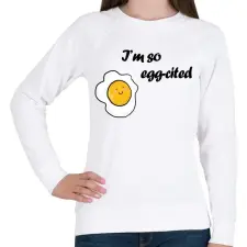 PRINTFASHION I'm so egg-cited - Női pulóver - Fehér női pulóver, kardigán