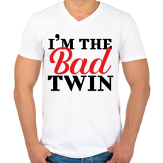PRINTFASHION I'm the bad twin - Férfi V-nyakú póló - Fehér