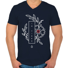 PRINTFASHION I'm tired - Férfi V-nyakú póló - Sötétkék férfi póló
