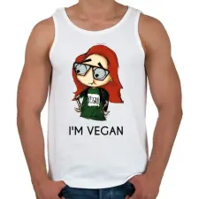 PRINTFASHION I m vegan - Férfi atléta - Fehér atléta, trikó