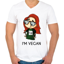 PRINTFASHION I m vegan - Férfi V-nyakú póló - Fehér férfi póló
