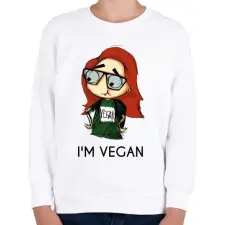 PRINTFASHION I m vegan - Gyerek pulóver - Fehér gyerek pulóver, kardigán