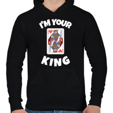 PRINTFASHION i'M YOUR KING 2 - Férfi kapucnis pulóver - Fekete férfi pulóver, kardigán
