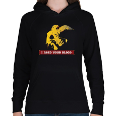 PRINTFASHION I need your blood - Női kapucnis pulóver - Fekete