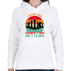 PRINTFASHION I never lose - Női kapucnis pulóver - Fehér