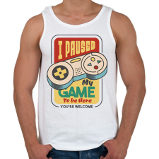 PRINTFASHION I paused my game to be here - Férfi atléta - Fehér atléta, trikó