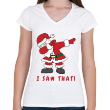 PRINTFASHION I saw that - vicces Mikulás  - Női V-nyakú póló - Fehér női póló