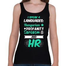 PRINTFASHION I speak 4 languages - Női atléta - Fekete női trikó