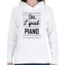 PRINTFASHION I speak piano - Női kapucnis pulóver - Fehér női pulóver, kardigán