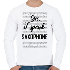 PRINTFASHION I speak saxophone - Férfi pulóver - Fehér férfi pulóver, kardigán