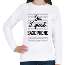 PRINTFASHION I speak saxophone - Női pulóver - Fehér női pulóver, kardigán