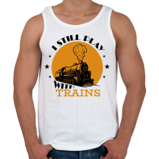 PRINTFASHION I still play with trains - Férfi atléta - Fehér