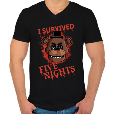 PRINTFASHION I survived five nights - Férfi V-nyakú póló - Fekete