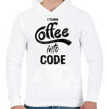 PRINTFASHION I Turn Coffee Into Code - Férfi kapucnis pulóver - Fehér férfi pulóver, kardigán