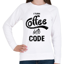 PRINTFASHION I Turn Coffee Into Code - Női pulóver - Fehér női pulóver, kardigán