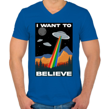 PRINTFASHION I want to believe - Férfi V-nyakú póló - Királykék férfi póló