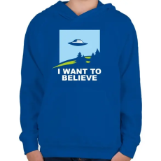 PRINTFASHION i want to believe - Gyerek kapucnis pulóver - Királykék