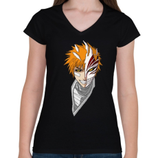 PRINTFASHION Ichigo Kurosaki - Női V-nyakú póló - Fekete
