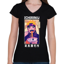 PRINTFASHION Ichiraku Ramen - Női V-nyakú póló - Fekete női póló