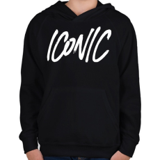 PRINTFASHION Iconic - Gyerek kapucnis pulóver - Fekete