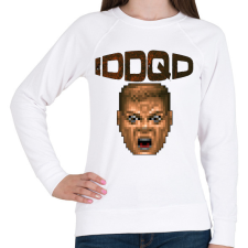 PRINTFASHION IDDQD - Női pulóver - Fehér női pulóver, kardigán