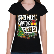 PRINTFASHION Idén nem kaptok szart se - Női V-nyakú póló - Fekete