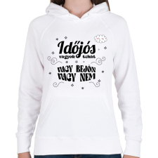 PRINTFASHION Időjós vagyok - Női kapucnis pulóver - Fehér női pulóver, kardigán