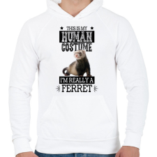 PRINTFASHION Igazából egy görény vagyok - Férfi kapucnis pulóver - Fehér férfi pulóver, kardigán