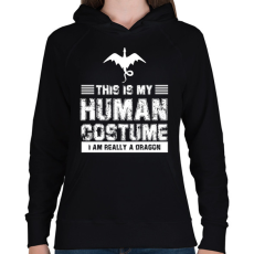 PRINTFASHION Igazából egy sárkány vagyok - Női kapucnis pulóver - Fekete
