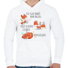 PRINTFASHION Igazi barát - Férfi kapucnis pulóver - Fehér