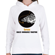 PRINTFASHION Igazi horgász vagyok - Névvel - Női kapucnis pulóver - Fehér