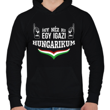 PRINTFASHION Igazi hungarikum - Férfi kapucnis pulóver - Fekete férfi pulóver, kardigán