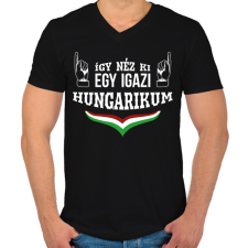PRINTFASHION Igazi hungarikum - Férfi V-nyakú póló - Fekete férfi póló