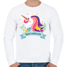 PRINTFASHION Igazi unikornis egyszarvú - Férfi pulóver - Fehér