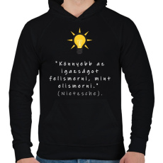 PRINTFASHION igazság - Férfi kapucnis pulóver - Fekete