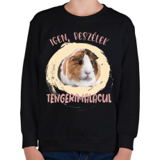 PRINTFASHION Igen, beszélek tengerimalacul - Gyerek pulóver - Fekete