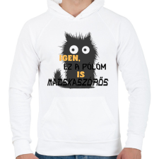 PRINTFASHION Igen, ez a pólóm is macskaszőrös - Férfi kapucnis pulóver - Fehér férfi pulóver, kardigán