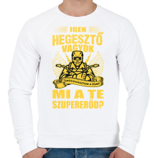 PRINTFASHION Igen hegesztő vagyok - Férfi pulóver - Fehér férfi pulóver, kardigán