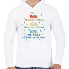 PRINTFASHION Igen, ikreink vannak - Férfi kapucnis pulóver - Fehér férfi pulóver, kardigán