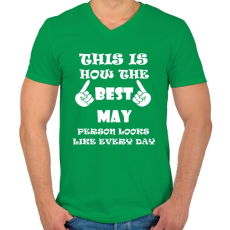 PRINTFASHION Így néz ki a legjobb májusi születésű személy minden nap - Férfi V-nyakú póló - Zöld