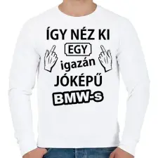PRINTFASHION Így néz ki egy igazán jóképű BMW-s - Férfi pulóver - Fehér férfi pulóver, kardigán