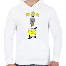 PRINTFASHION igy néz ki egy kiégett 40 éves - Férfi kapucnis pulóver - Fehér férfi pulóver, kardigán