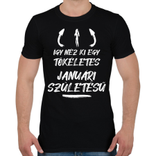PRINTFASHION Így néz ki egy tökéletes januári születésű - Férfi póló - Fekete férfi póló