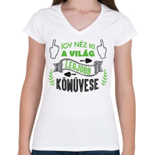 PRINTFASHION Így néz ki - Kőműves - Női V-nyakú póló - Fehér női póló