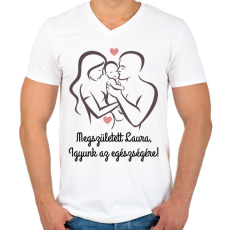 PRINTFASHION Igyunk az egészségére - Férfi V-nyakú póló - Fehér