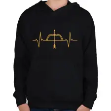 PRINTFASHION Íjász szív - Gyerek kapucnis pulóver - Fekete gyerek pulóver, kardigán