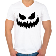PRINTFASHION Ijesztő halloween tökfej 3 - Férfi V-nyakú póló - Fehér férfi póló