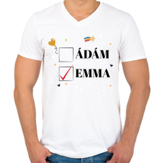 PRINTFASHION Iker baba - Névvel - Férfi V-nyakú póló - Fehér