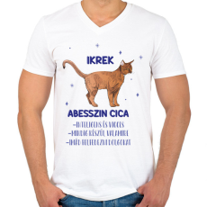 PRINTFASHION Ikrek - Abesszin cica - Férfi V-nyakú póló - Fehér