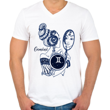 PRINTFASHION ikrek - Férfi V-nyakú póló - Fehér férfi póló